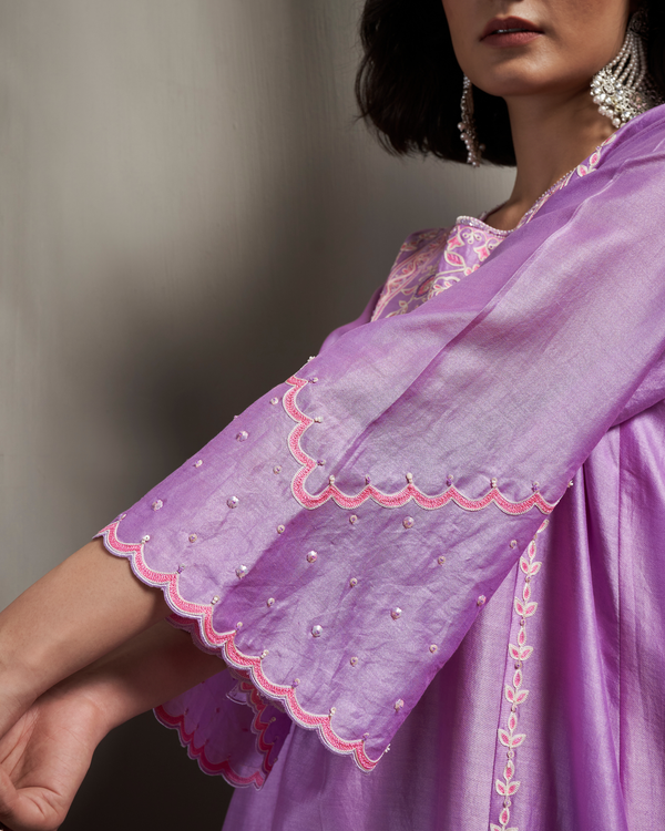 Deep Lilac Chanderi Silk Kurta Set