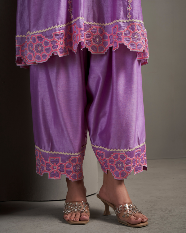 Deep Lilac Chanderi Silk Kurta Set
