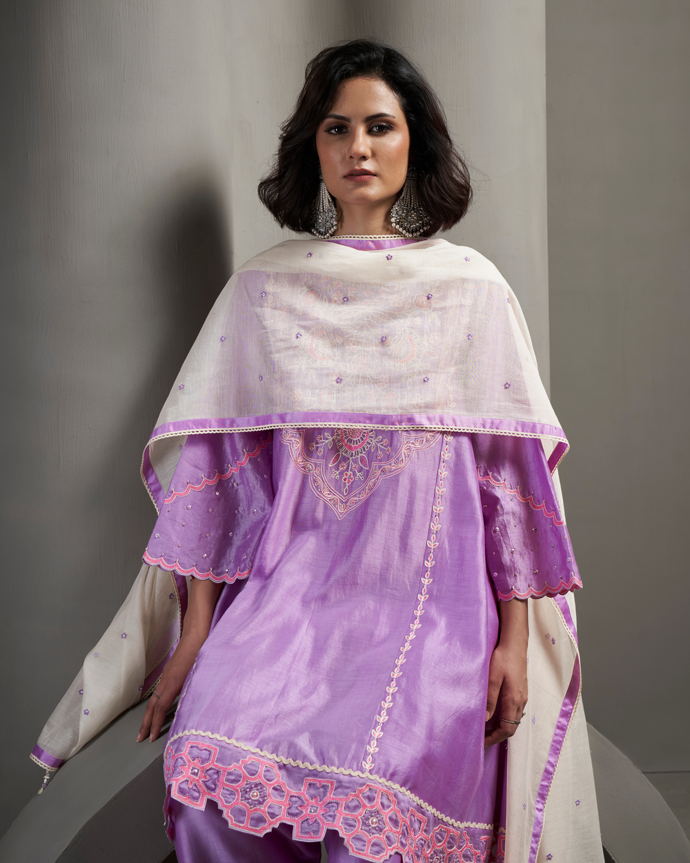 Deep Lilac Chanderi Silk Kurta Set