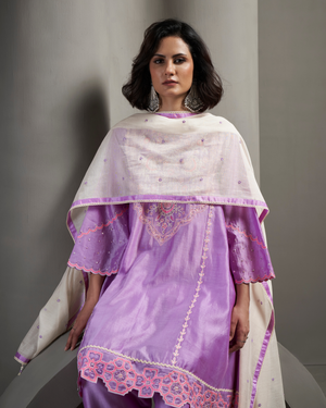 Deep Lilac Chanderi Silk Kurta Set