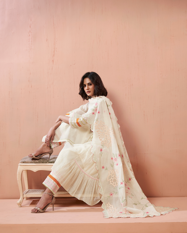 Ivory Pearl Malai Chanderi Suit Set