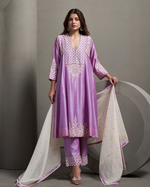 Lilac Dream Chanderi Silk Kurta Set