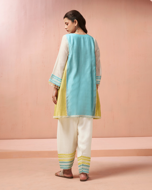 Ocean Mint Chanderi Silk Peplum Set