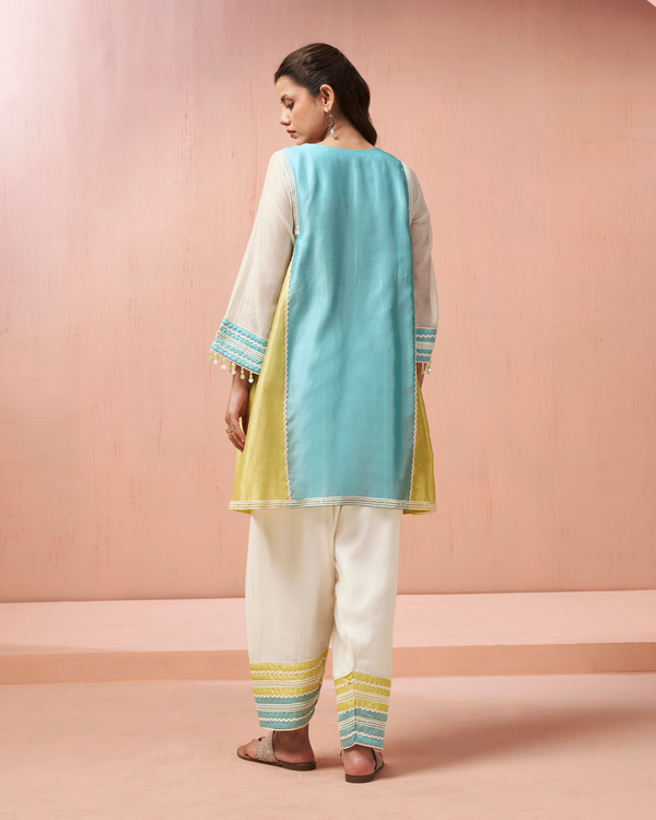 Ocean Mint Chanderi Silk Peplum Set