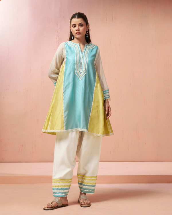 Ocean Mint Chanderi Silk Peplum Set