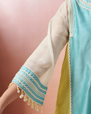 Ocean Mint Chanderi Silk Peplum Set