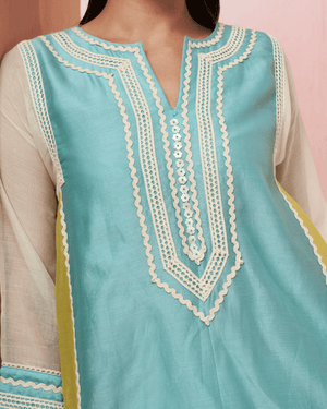 Ocean Mint Chanderi Silk Peplum Set