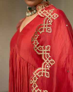 Magenta Malai Chanderi Anarkali Set