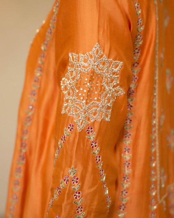 Cinnamon Embroidered Chanderi Suit Set