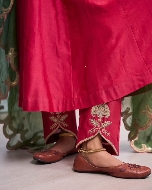 Fuchsia Embellished Anarkali Set