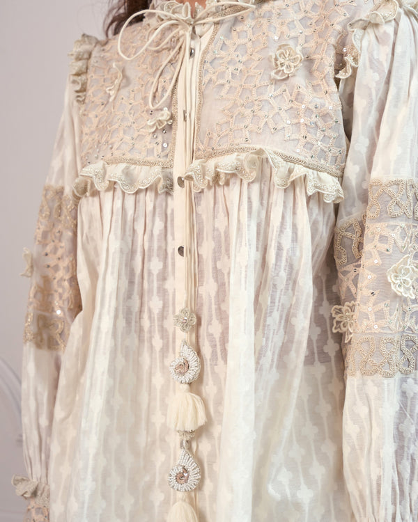 Ivory Jacquard Threadwork Co-ord Set