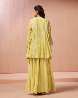 Yellow Bloom Malai Chanderi Palazzo Set