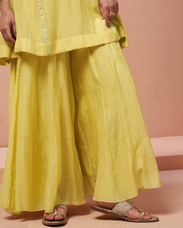 Yellow Bloom Malai Chanderi Palazzo Set