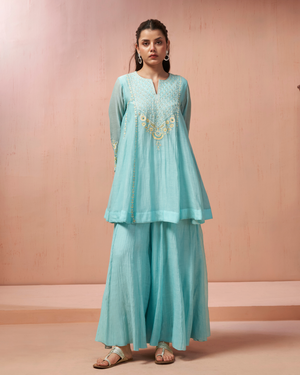Aqua Breeze Malai Chanderi Palazzo Set