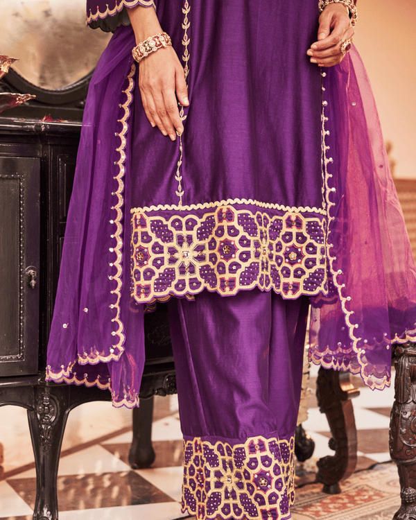 Rich Purple Chanderi Silk Suit Set