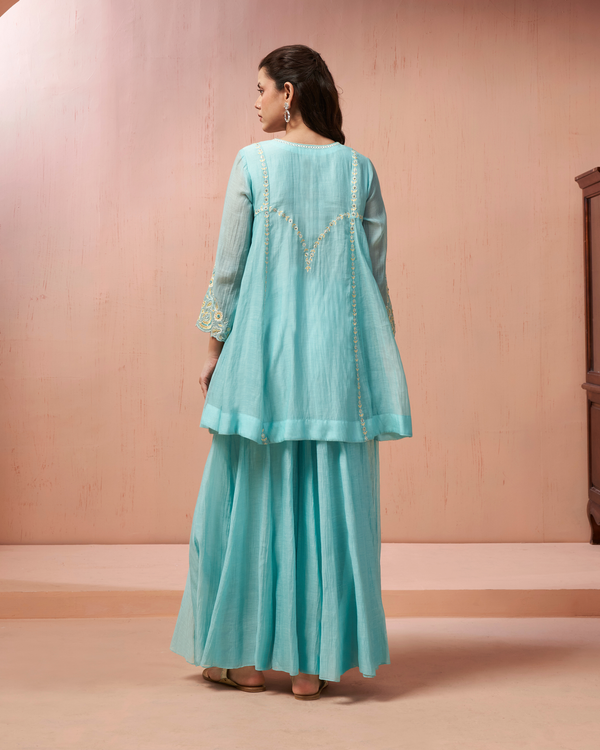 Aqua Breeze Malai Chanderi Palazzo Set
