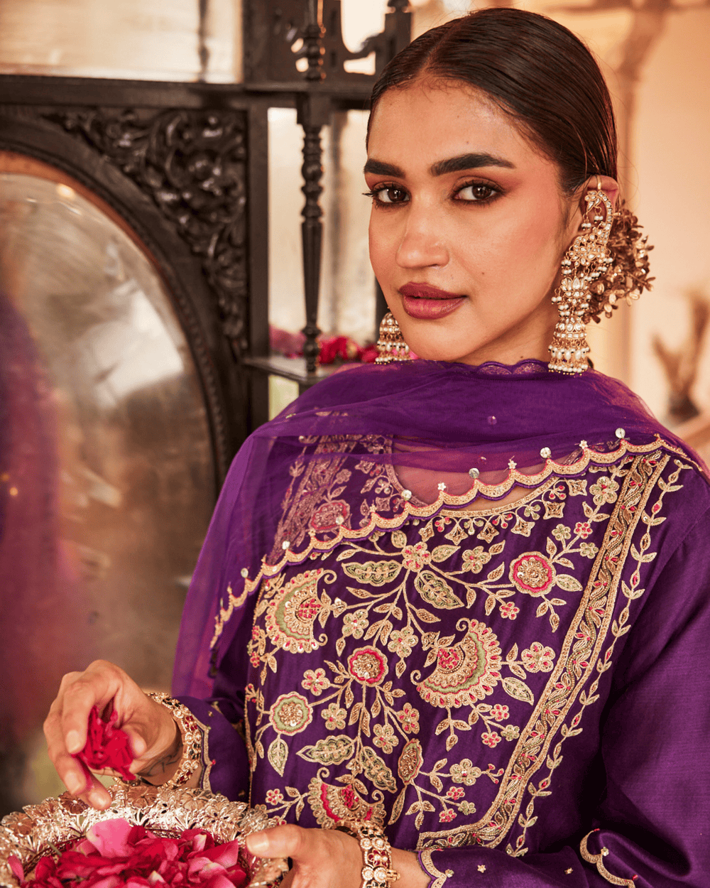 Rich Purple Chanderi Silk Suit Set
