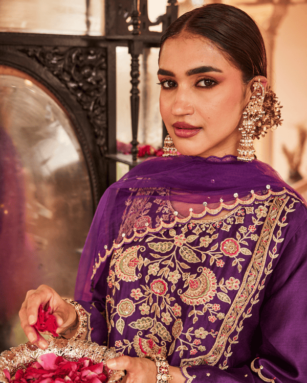Rich Purple Chanderi Silk Suit Set