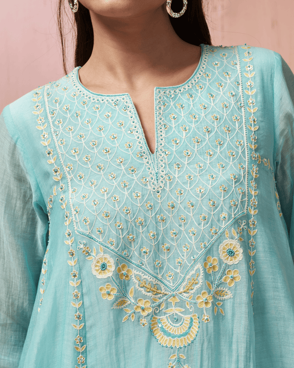 Aqua Breeze Malai Chanderi Palazzo Set
