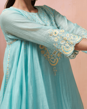 Aqua Breeze Malai Chanderi Palazzo Set