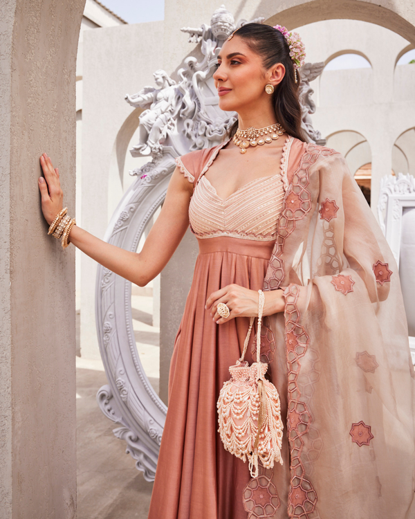Blush Petal Anarkali Dupatta Set