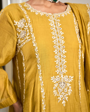 Goldenrod Embroidered Chanderi Suit Set