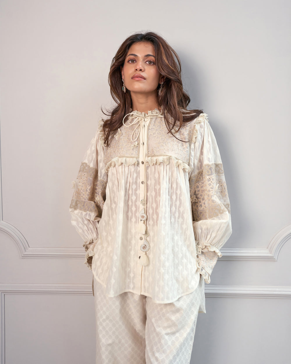 Ivory Jacquard Threadwork Co-ord Set