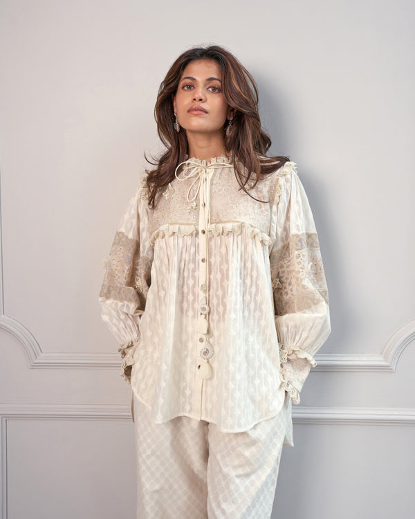 Ivory Jacquard Threadwork Co-ord Set