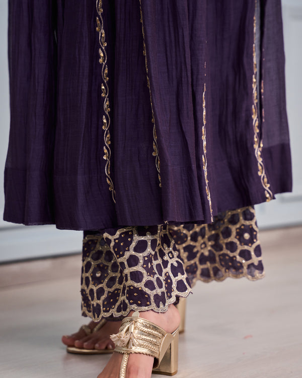 Mulberry Sequined Kalidar Kurta Set