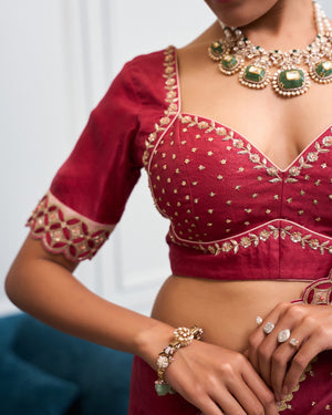 Berry Dori Embroidered Organza Saree