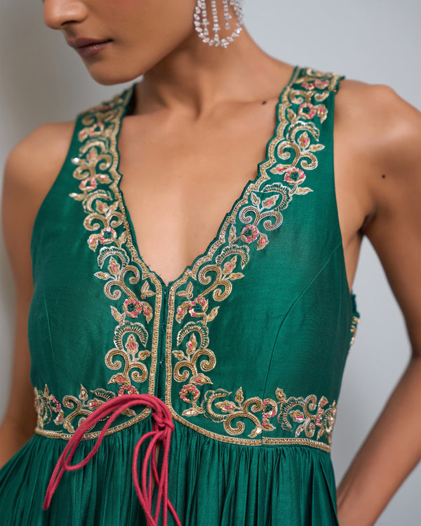 Ivy Green Peplum And Dhoti Set