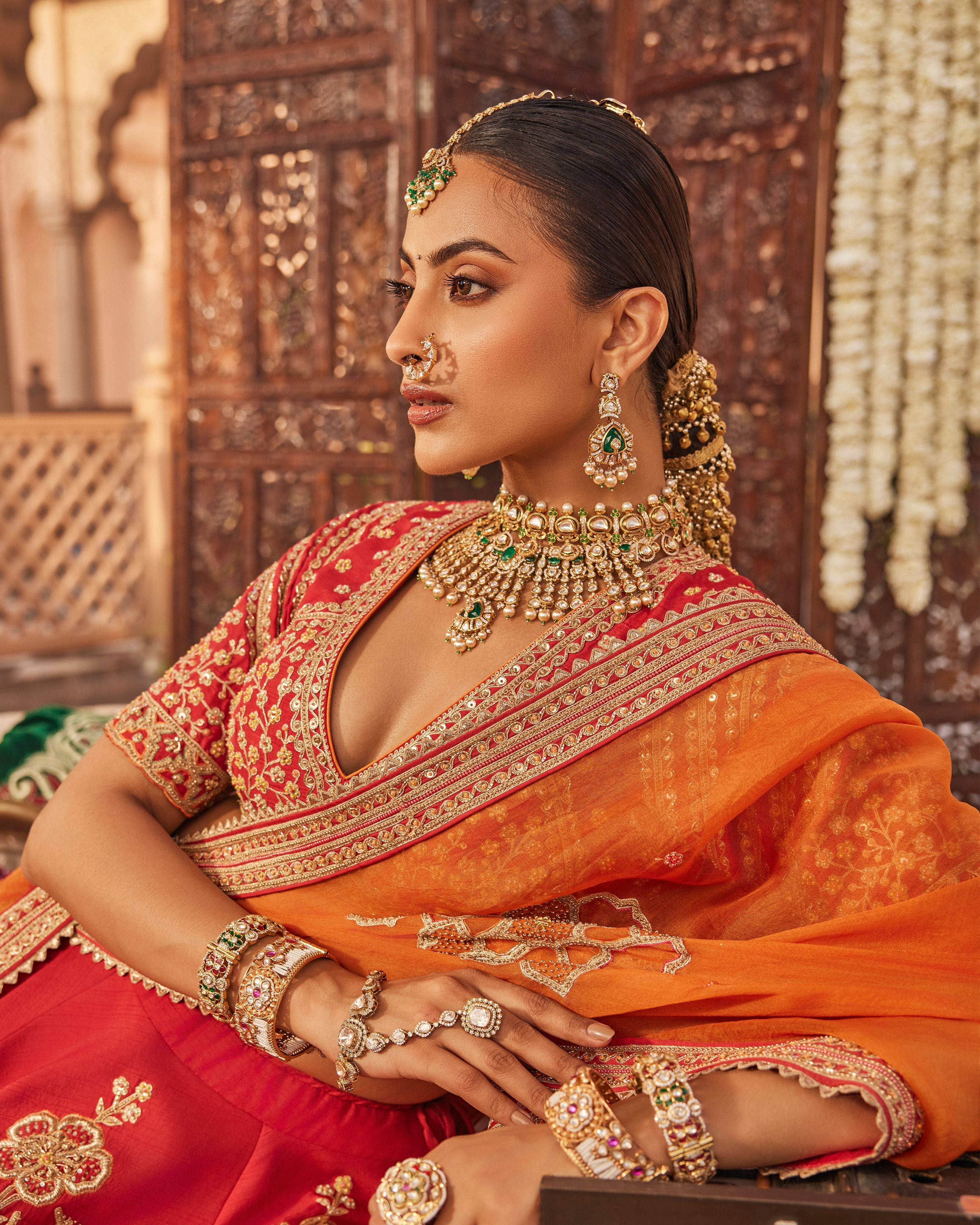 Creole Zivara collection banner featuring a model in a luxury handcrafted designer saree for women