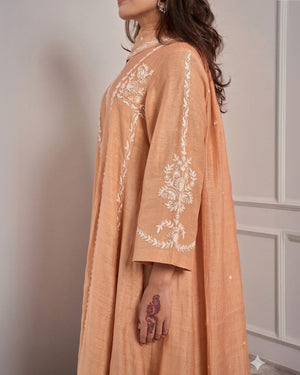 Coral Malai Chanderi Suit Set