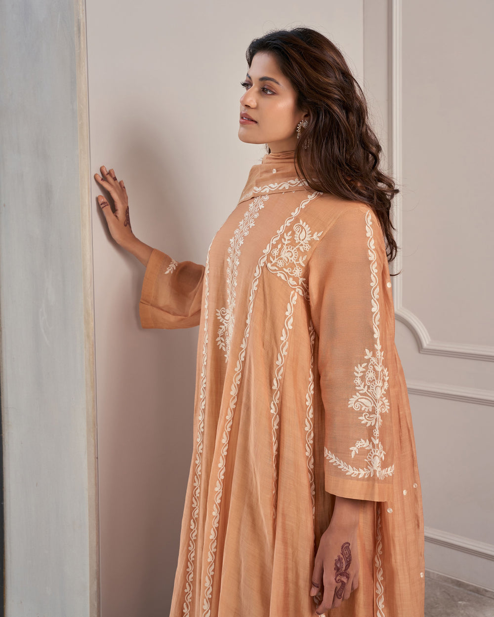 Coral Malai Chanderi Suit Set