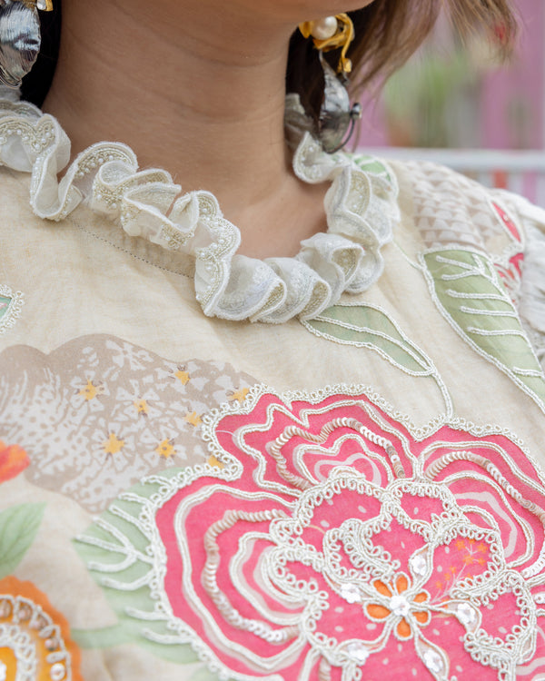 Ivory Floral Printed Palazzo Set