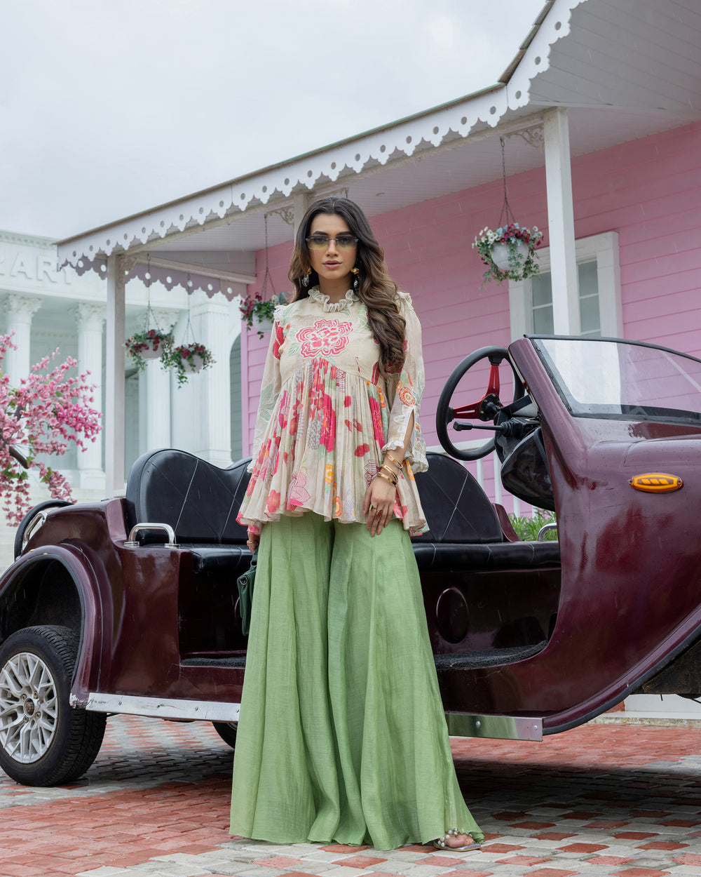 Ivory Floral Printed Palazzo Set