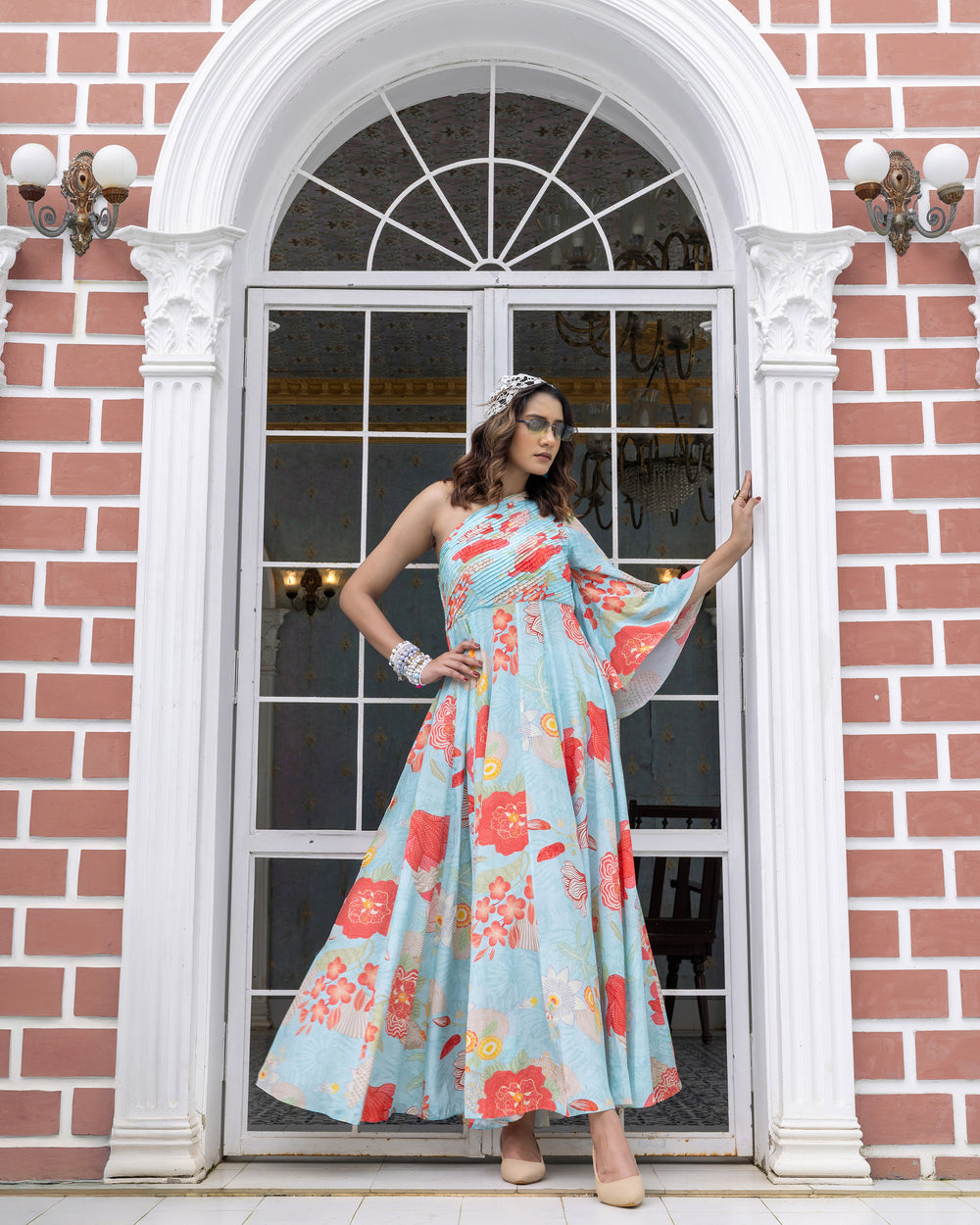 Aqua Blue One-Shoulder Dress