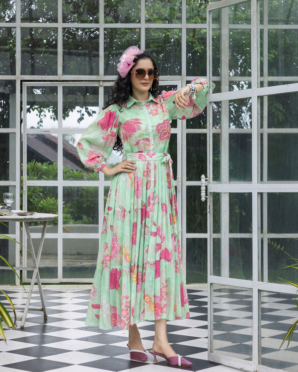 Fresh Fern Shirt Dress