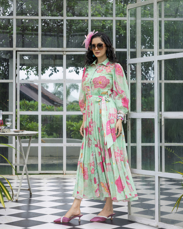 Fresh Fern Shirt Dress