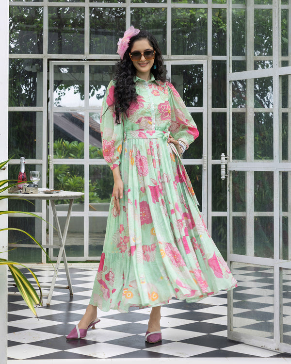 Fresh Fern Shirt Dress