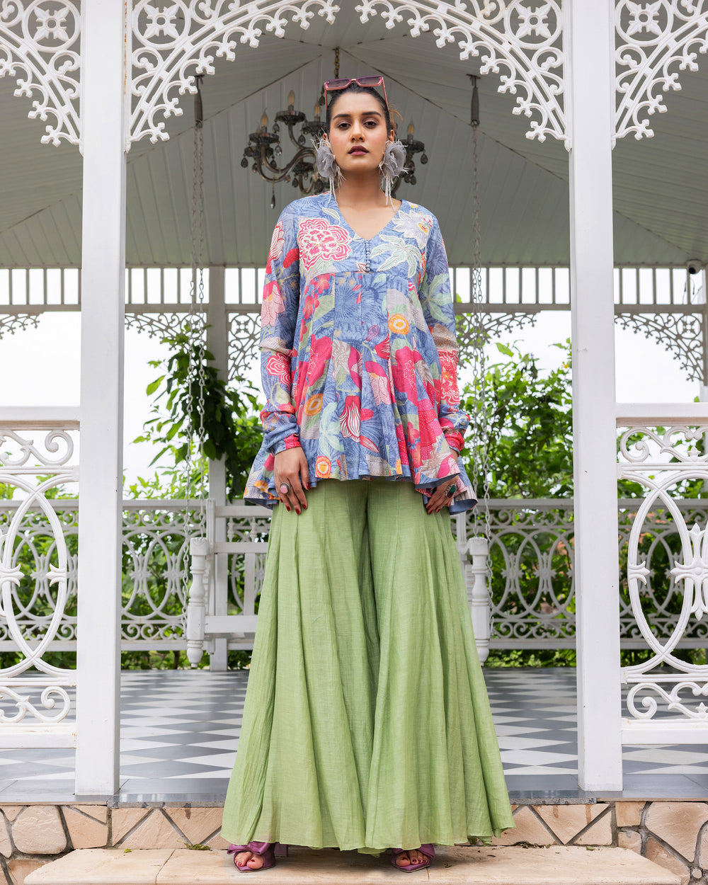 Indigo Grove Peplum Palazzo Set