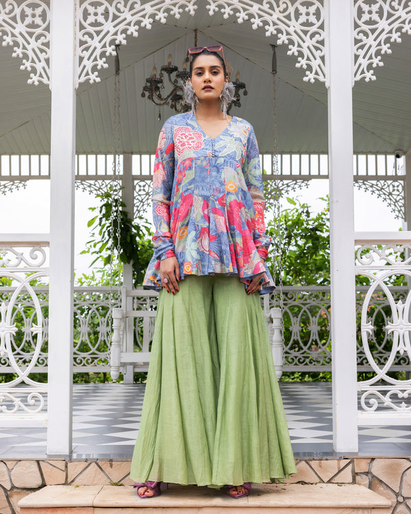 Indigo Grove Peplum Palazzo Set