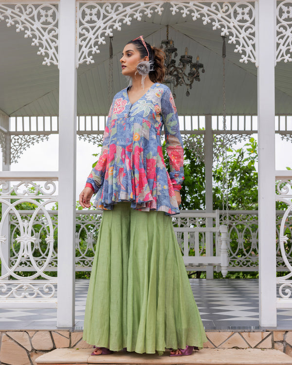Indigo Grove Peplum Palazzo Set