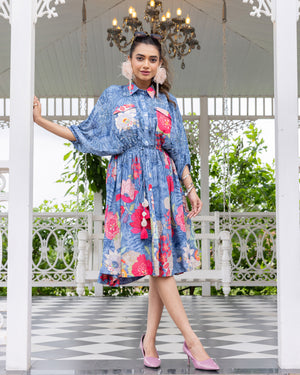 Ruched Mist Shirt Dress