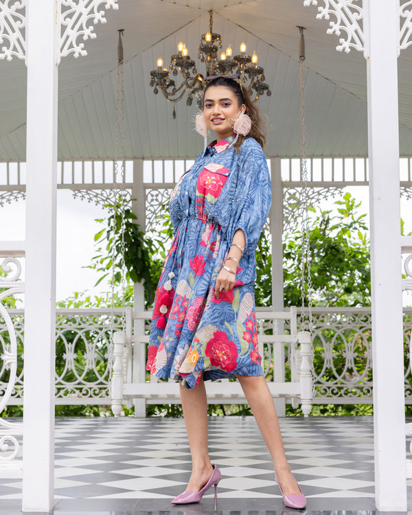 Ruched Mist Shirt Dress