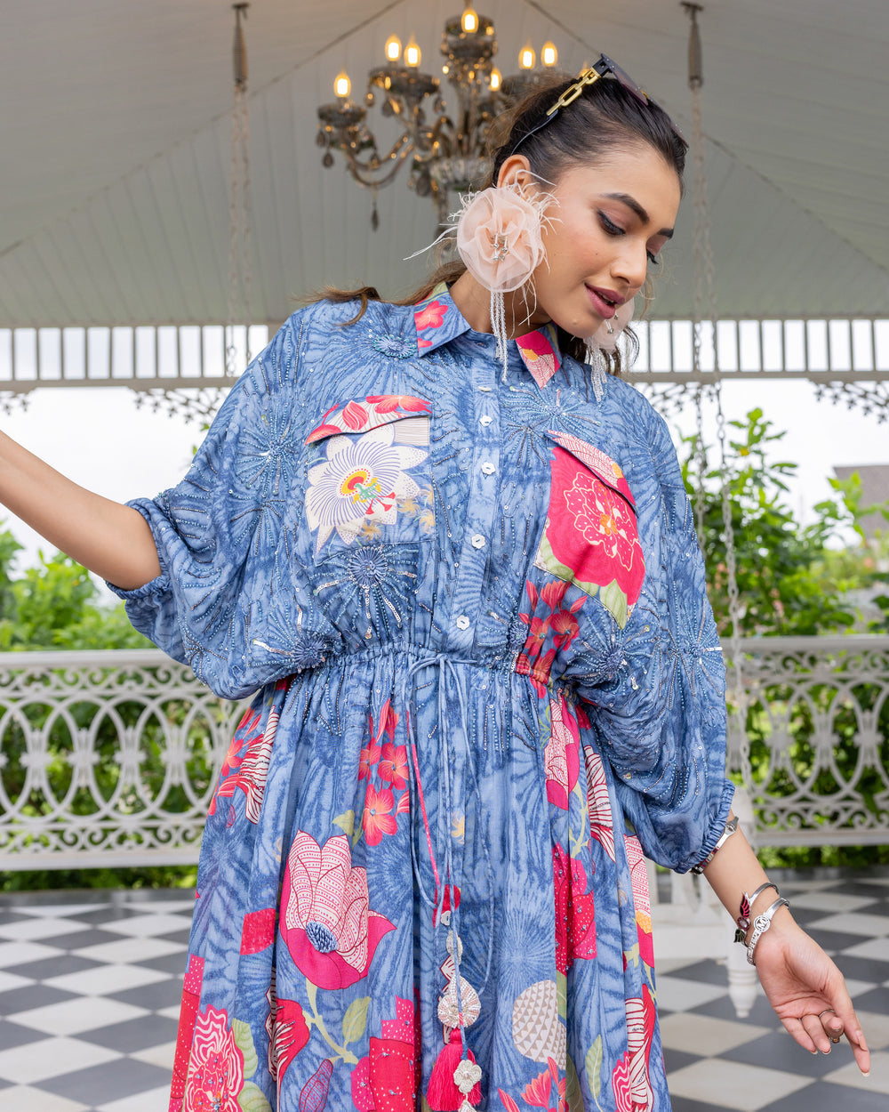 Ruched Mist Shirt Dress