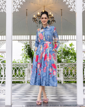 Pressed Flower Shirt Dress