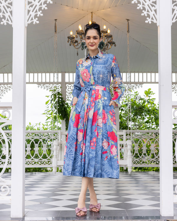 Pressed Flower Shirt Dress