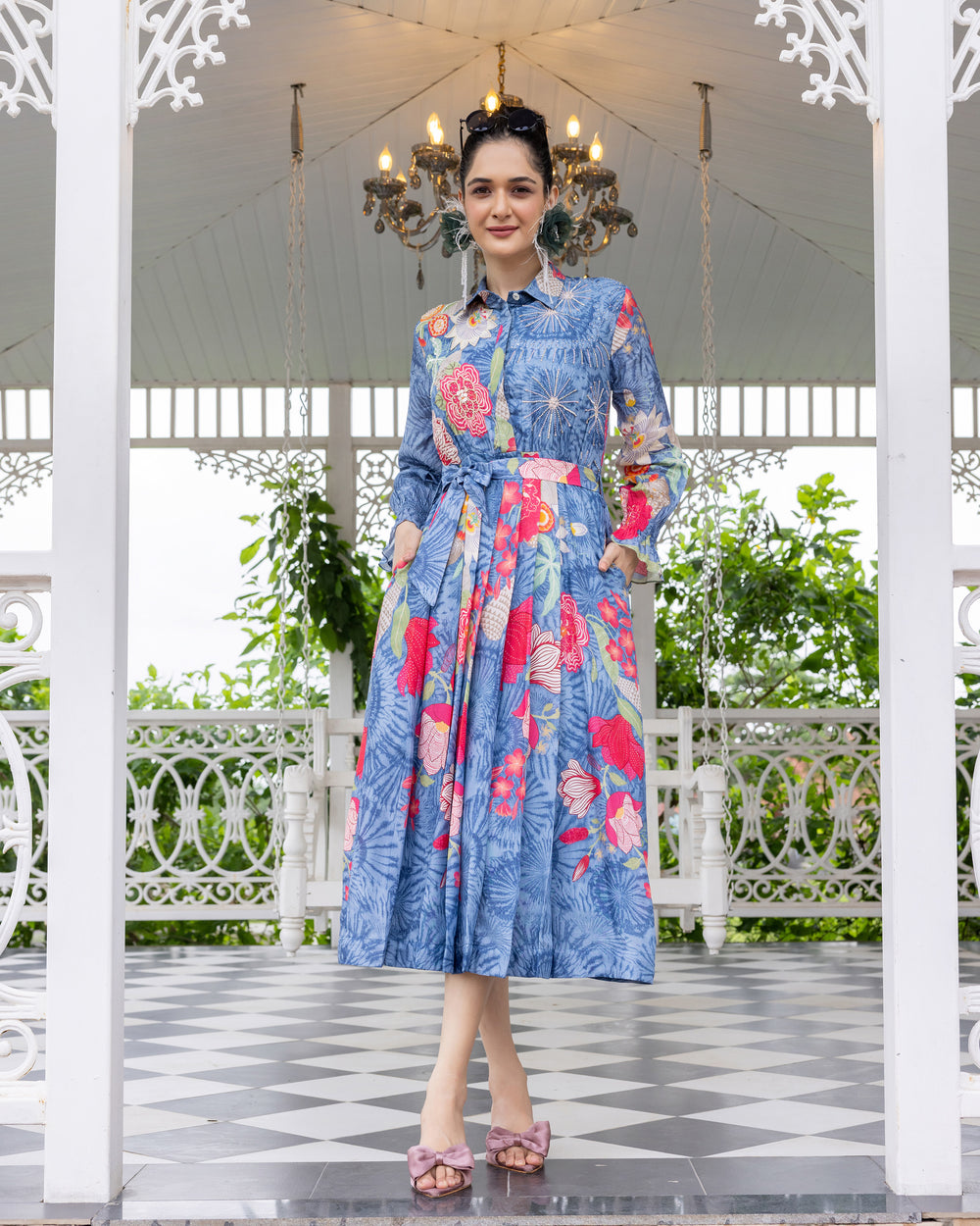 Pressed Flower Shirt Dress