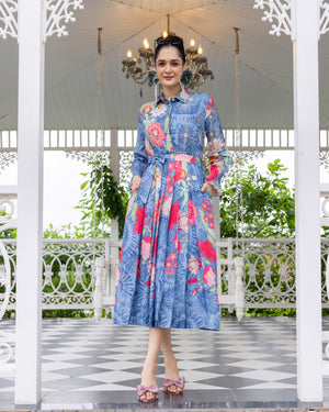 Pressed Flower Shirt Dress